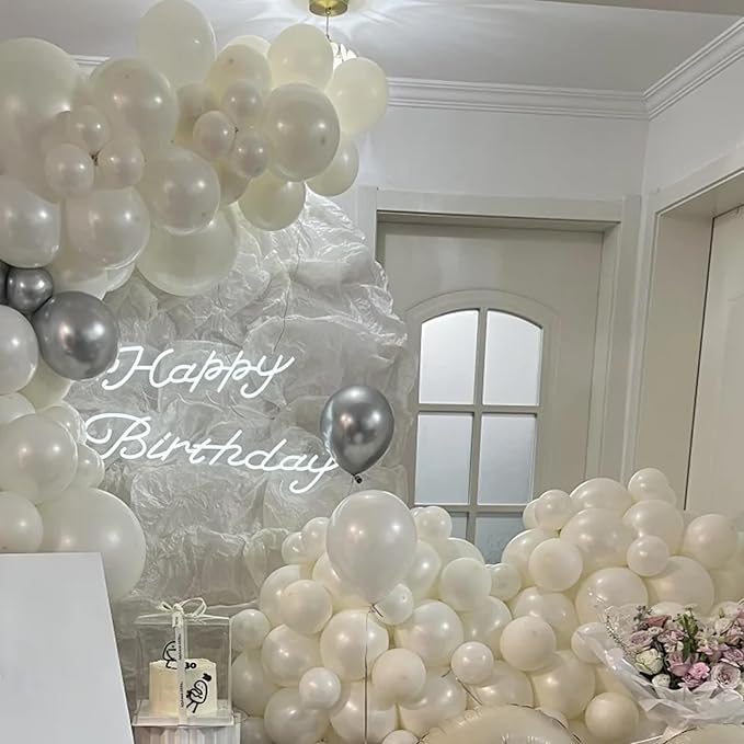 130pcs Ivory White Balloons Different Sizes 18" 12" 10" 5" Party Latex Balloons for Birthday Baby Shower Graduation Wedding Gender Reveal Anniversary Party Decorations-Ruum Studio Home