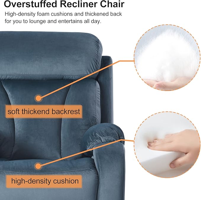Power Lift Chair Recliners for Elderly, Modern Adult Power Lift Recliner, Velvet Upholstery Electric Lift Chair Recliner with Remote Side Pocket for Living Room(Navy Blue)-Ruum Studio Home
