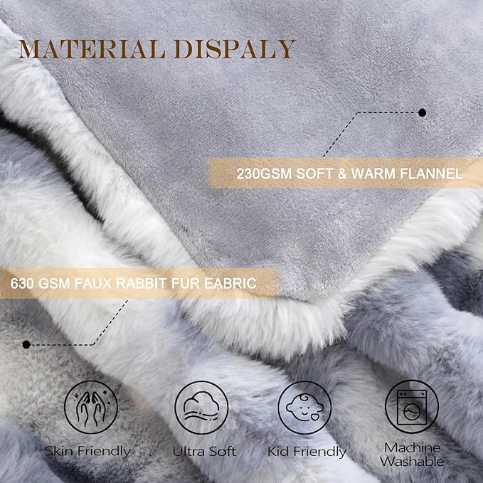 Latepis Faux Fur Throw Blanket for Couch, Soft Luxury Faux Fur Bubble Blanket for Sofa and Bedroom, Plush Thick Warm Cozy Fluffy Blanket for All Seasons, 50” x 60”, Tie-dye Blue-Ruum Studio Home