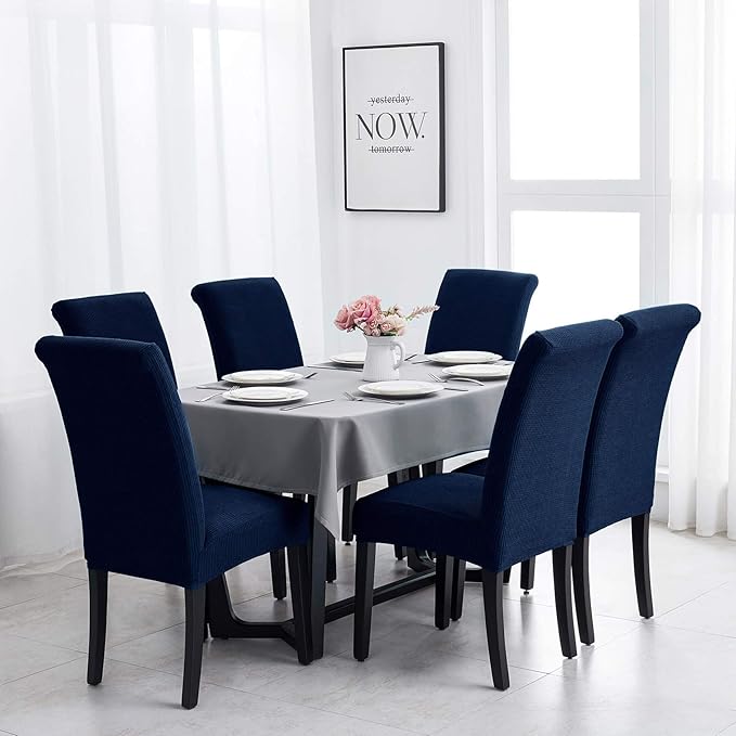 Joccun Chair Covers for Dining Room Set of 6,Dining Chair Slipcovers Stretch Dining Room Chair Covers Seat Protector,Washable Parsons Chair Cover for Home,Hotel,Banquet(Navy,6 Pack)-Ruum Studio Home