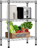 750 lbs 3 Tier Shelf Metal Storage Shelves Wire Rack Closet Organizers with PP Board for Garage Kitchen Bathroom Laundry Chrome 11.8" D x 21.7" W x 28.6" H-Ruum Studio Home