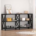 LVB Industrial Entryway Table, Farmhouse Rustic Console Tables Behind Couch, Long Metal Wooden Sofa Table with Storage Shelf, Modern Foyer Hallway Table for Living Room Bedroom, Black Oak, 63 in-Ruum Studio Home