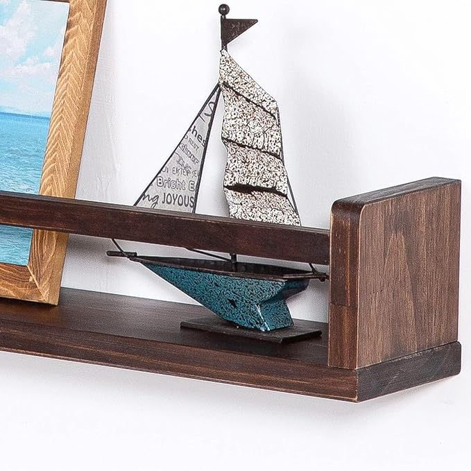 AZSKY Nursery Book Shelves Deep Walnut Wall Mount Floating Book Shelf for Bedroom Wooden Wall Book Shelf Children Kids Toddler Wall Bookshelf 36 Inch a Set of 3 Same Sizes-Ruum Studio Home