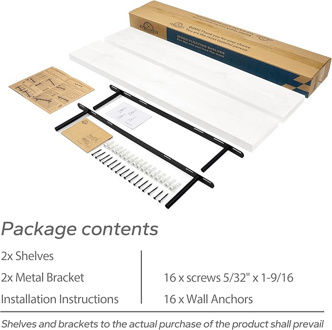 BGMG Wood Floating Shelves for Wall 30 inch Set of 2,White Floating Shelves,Solid Wood Wall Mount Shelves for Bathroom Living Room Bedroom Kitchen Farmhouse -30x 6.7 x1.25 inch-Ruum Studio Home