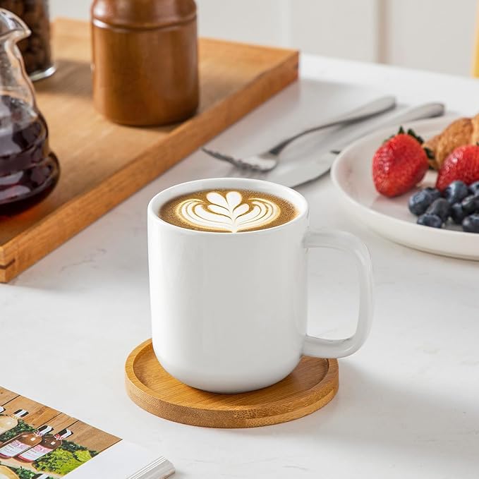 vancasso Porcelain Coffee Mugs Set, 12 oz Ceramic Coffee Cups for Latte Hot Tea Cappuccino Cocoa Milk Cups Set of 6, Dishwasher & Microwave Safe, White-Ruum Studio Home