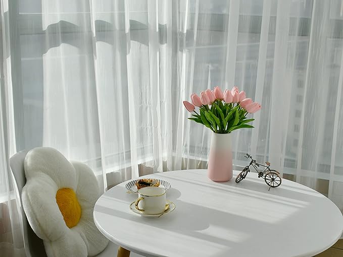 Mandy's Artificial Tulips 20 Stems Light Pink PU Faux Flowers for Wedding Home Decor 13.5 Inch-Ruum Studio Home