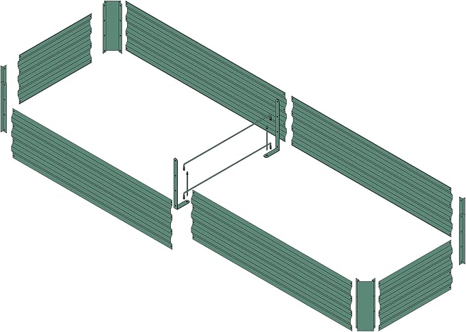 8x2x1ft Metal Raised Garden Bed Kit，Galvanized Garden Bed Box for Vegetables, Flowers, Herbs, and Succulents,120 Gallon Capacity - Green-Ruum Studio Home