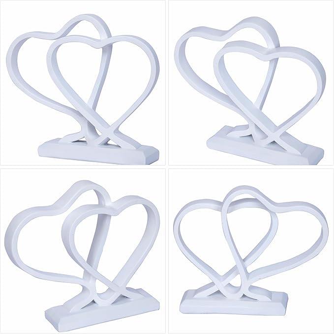 White Heart Sculpture for Living Room Decor Heart Decoration Gift for Her and Him Love Wedding Anniversary Couples Gift Modern Heart Statue for Home Coffee Table Dining Table Centerpiece Birthday-Ruum Studio Home