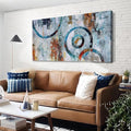 Arjun Abstract Wall Art Geometric Canvas Circle Block Painting Modern Grey Brown Picture, Large Size Simple Artwork Ready to Hang Framed for Bedroom Living Room Bathroom Home Office Wall Décor 40"x20"-Ruum Studio Home