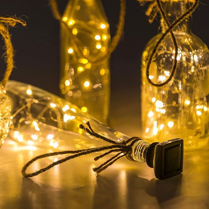 Solar Wine Bottle Lights Outdoor, 20 LED Cork Lights for Wine Bottles Waterproof, Fairy Lights Solar for Wedding Party Garden Patio Decor, Suitable for Most Wine Bottle Mouths-Warm White (8 Pack)-Ruum Studio Home