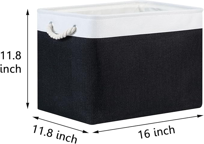 Bidtakay Black Storage Bins Storage Baskets for Shelves Decorative Basket Set of 2 Fabric Cloth Bins for Organizing 16x11.8x11.8 in Large Tall Baskets with Soft Handles for Home Office Living Room-Ruum Studio Home