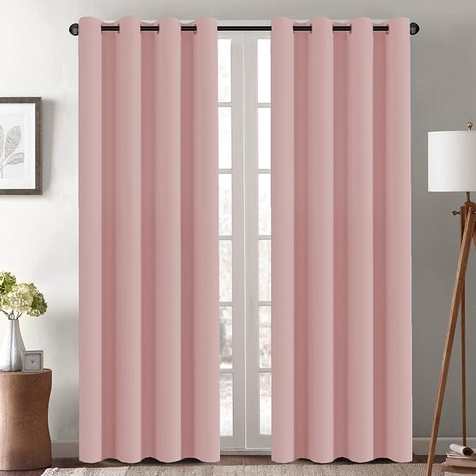 H.VERSAILTEX Blackout Curtains 84 inches Long for Living Room Thermal Insulated Room Darkening Window Treatment Panels Drapes Light Reducing Curtains for Bedroom, 2 Panels, 52" W x 84" L, Baby Pink-Ruum Studio Home