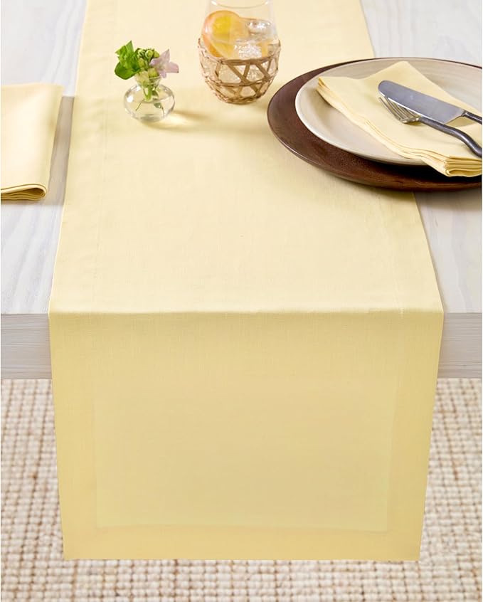 Solino Home Linen Table Runner 36 Inches - 100% Pure Linen Golden Straw Table Runner 14 x 36 Inch Ideal for Dresser and Coffee Tables - Fall, Autumn, Thanksgiving - Fete-Ruum Studio Home