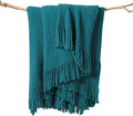 lifein Throw Blanket for Couch, Soft Boho Decor Bed Throw,Cozy Teal Knitted Chenille Small Farmhouse Lightweight Throw for Spring(Teal,50 * 60")-Ruum Studio Home