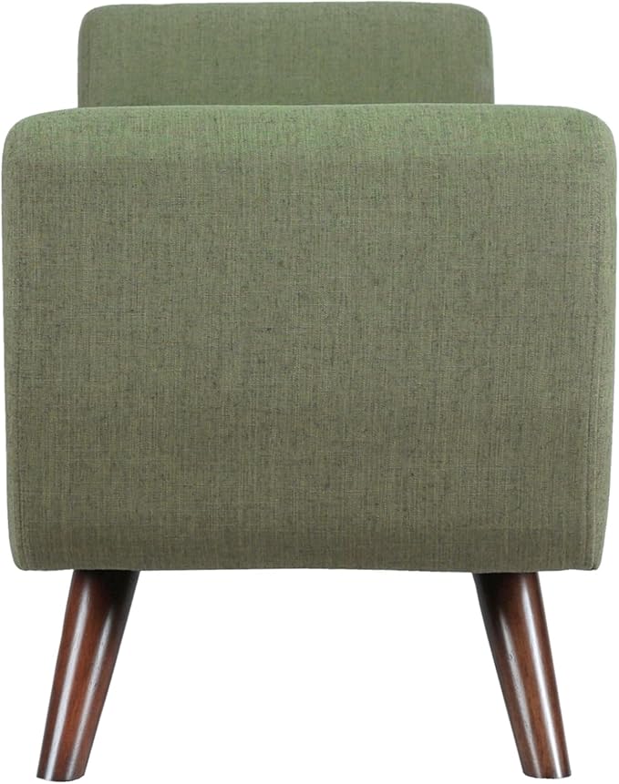 HomePop Modern Storage Bench with Wood Legs Home Décor|Bench with Storage for Living Room & Bedroom - Olive Green Woven-Ruum Studio Home