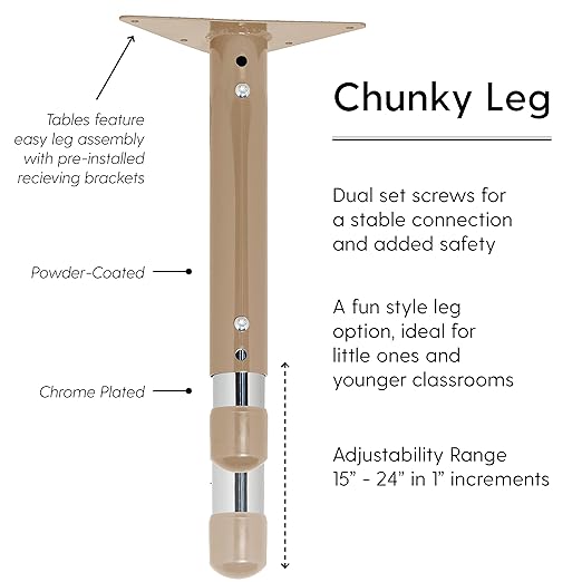 FDP Rectangle Activity School and Classroom Kids Table (30 x 72 inch), Chunky Sand Toddler Leg, Adjustable Height 15-24 inches - Maple Top and Maple Edge-Ruum Studio Home