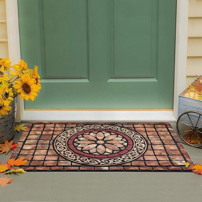 CHICHIC Rectangle Entrance Door Mat Large 18 x 30 Inch High Traffic Area Entry Way Doormat Front Door Rugs Outdoors Heavy Duty Welcome Mat, Non Slip Rubber Back Low Profile for Garage-Ruum Studio Home