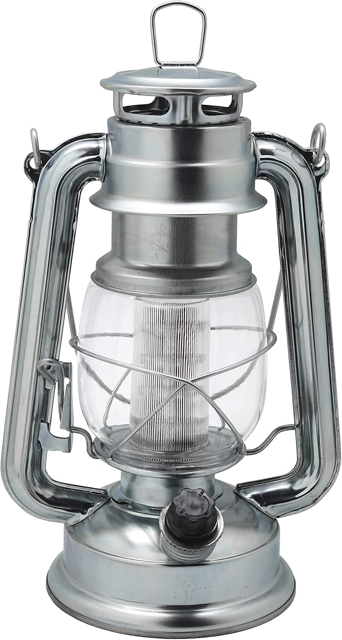 YAKii LED Vintage Metal Hanging Hurricane Lantern - 12 LED Dimmer Switch, Cold White Battery Operated for Power Outage Indoor Camping Outdoor Decoration (Silver Pack of 8)-Ruum Studio Home