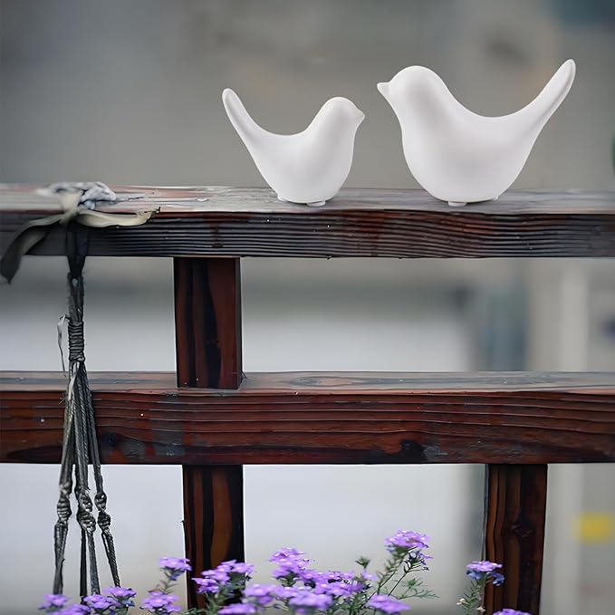 Notakia Small White Birds Statues Home Decor Modern Style Decorative Ornaments for Living Room, Bedroom, Office Desktop, Cabinets (2Pcs White Birds)-Ruum Studio Home