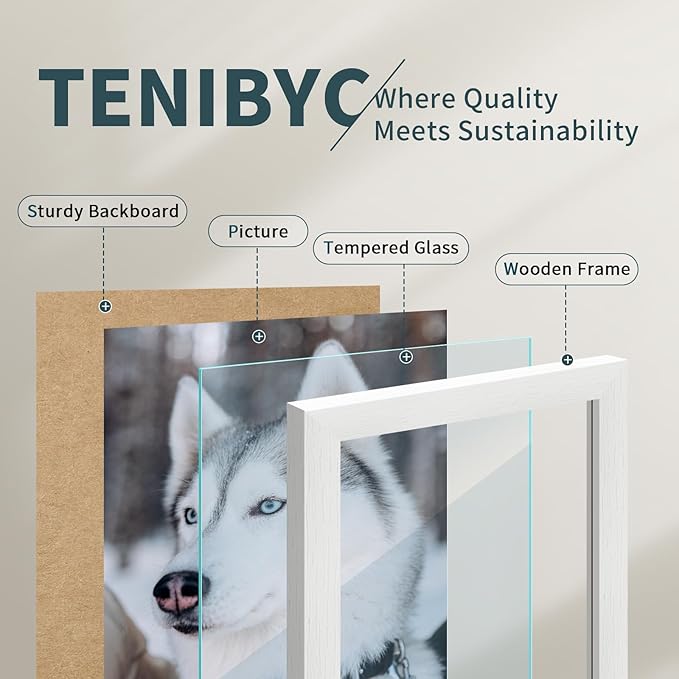 13x19 Picture Frame 3 pk, Textured White Solid Wood Poster Frame, HD Tempered Glass, Wall Gallery Frame-Ruum Studio Home
