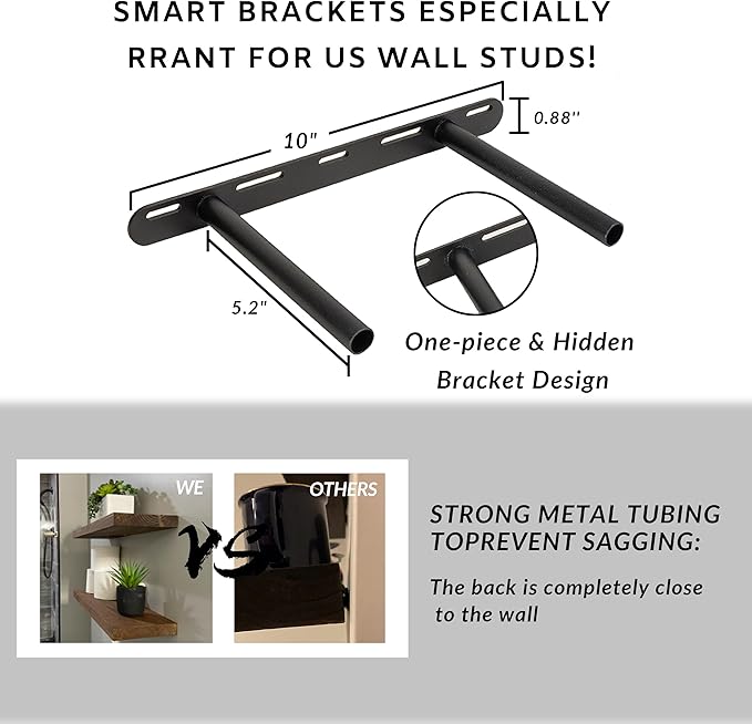 BGMG Wood Floating Shelves 18 inch,Black Floating Shelves,Solid Wood Wall Shelves for Bathroom Living Room Bedroom Kitchen Farmhouse Set of 2-18x 6.7 x1.25 inch-Ruum Studio Home