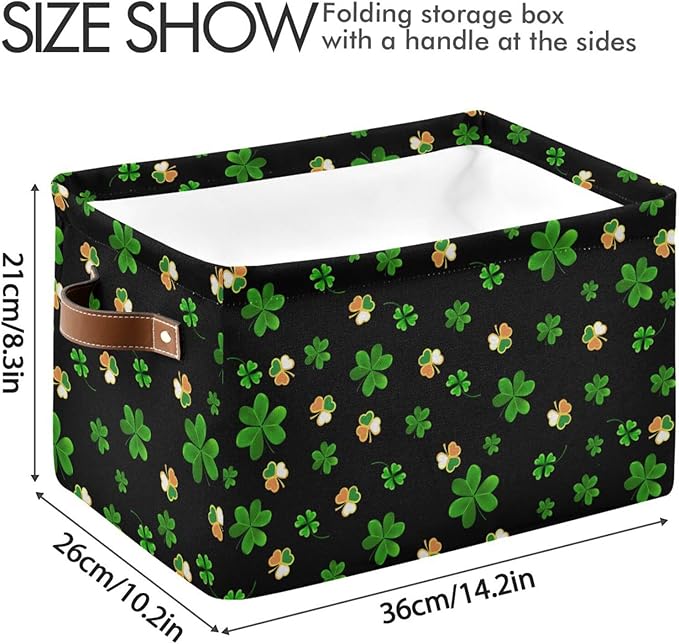 Storage Basket St Patrick's Day Cube Storage Bins Organizer Bag Collapsible Closet Shelf Baskets with handle for Baby Cloth Pet Toy Book 14.2×10.2×8.3 IN-Ruum Studio Home