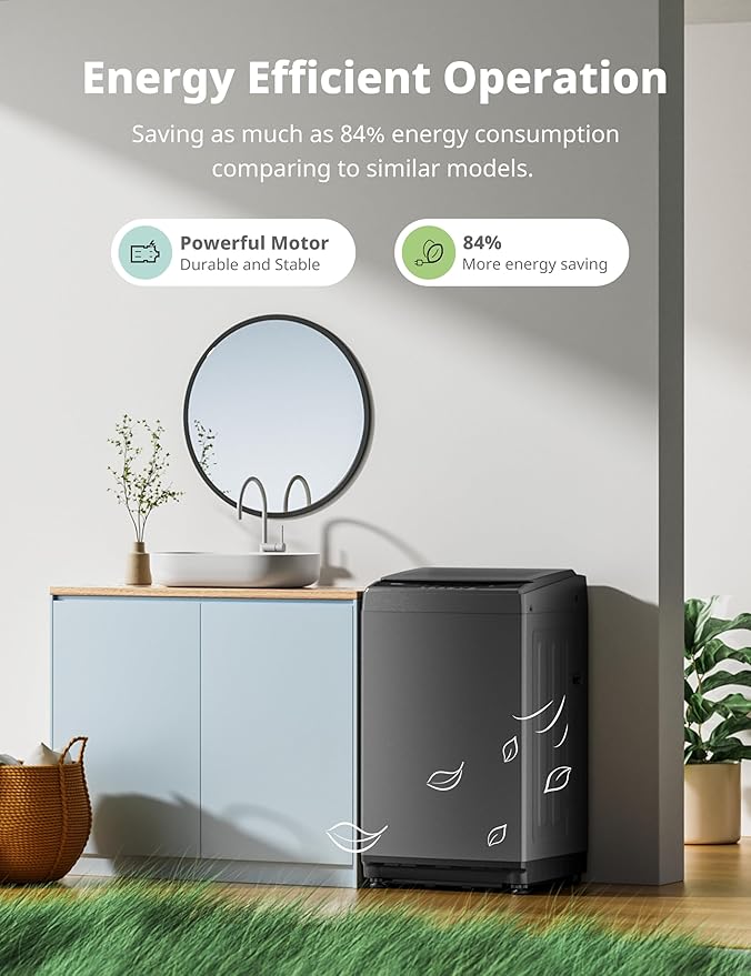 COMFEE’ 1.6 Cu.ft Portable Washing Machine, 11lbs Capacity Fully Automatic Compact Washer with Wheels, 6 Wash Programs Laundry Drain Pump, Ideal for Apartments, RV, Camping, Magnetic Gray-Ruum Studio Home
