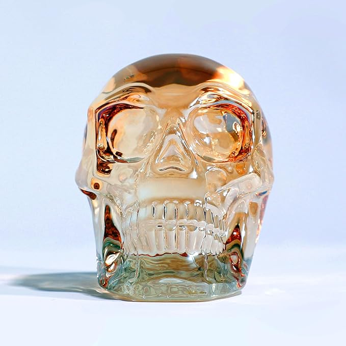 Model Statue for Home Décor Crystal Skull Decorative Figurine Gifts for Women Husbands Halloween Head Figurine Decoration Gift (Champagne Color Skull)-Ruum Studio Home
