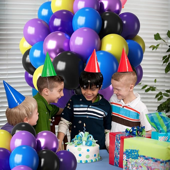 Purple Blue Yellow Black Balloons 60 Pcs Metallic Purple Royal Blue Black Yellow Game Latex Balloon Gaming Party Balloon for Kids Gamer Night Birthday Graduation Party Decoration Supplies-Ruum Studio Home