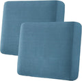 H.VERSAILTEX Super Stretch Individual Seat Cushion Covers - Sofa & Couch Cushion Slipcover Sets - Thick Jacquard Textured Twill Fabric (2 Piece Large, Dusty Blue)-Ruum Studio Home