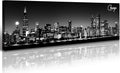 Office Wall Decor Black and White Wall Art Chicago Skyline Pictures for Living Room Modern Large Canvas Print Artwork Stretched and Framed 13.8"X47.3"-Ruum Studio Home