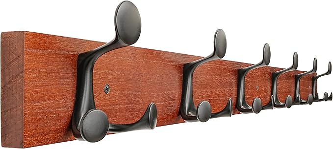 SKOLOO 39-Inch Cherry Wood Coat Rack Wall Mount with 6 Triple Hooks - Ideal for Family Entrances, Classrooms, and Pet Supplies Storage - Perfect Coat Hooks for Wall-Ruum Studio Home