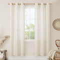 LAMIT Natural Ivory Linen Curtains for Doorway, 80 inch Length Light Filtering Semi Sheer Drapes Bronze Grommet Neutral Panels for Bedroom/Living Room, 34 x 80 Inch, 2 Panels-Ruum Studio Home