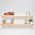 Homeforia Wood 48 inch Floating Shelf, High End Solid Natural Wood 48inch Floating Shelves for Wall Mounted, Unfinished Wooden Large Floating Shelves, Heavy Duty Bracket, 48 X 6.5 X 1.75 in, Set of 2-Ruum Studio Home