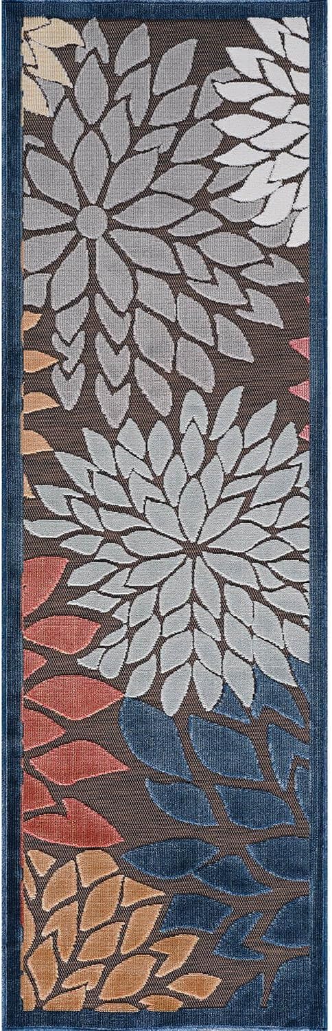 Beverly Rug Outdoor Runner Rug 2x7 Modern Floral Tropical Area Rugs for Indoor and Outdoor Patio Easy to Clean Non Shedding Living Room Porch Garden Washable Outside Carpet (2 x 7 Brown)-Ruum Studio Home