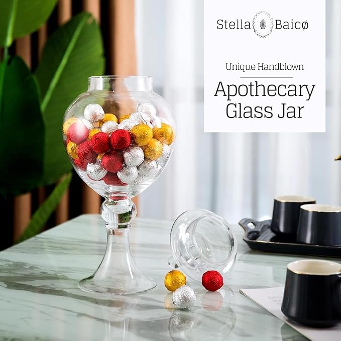Large Glass Apothecary Jars with Lid, Clear Candy Jar for Candy Buffet, Fancy Decorative Glass Jar for Party, Wedding and Display, Tall Glass Candy Containers (Height: 16.5", Diameter: 6.5")-Ruum Studio Home