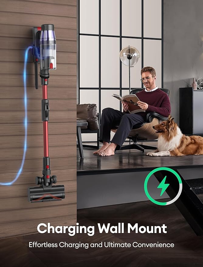 Ultenic Cordless Vacuum Cleaner, 550W/50Kpa, 60Mins Runtime, 180°Bendable Wand, Anti-Tangle Brush, Stick Vacuum Cordless with Charging Dock, Handheld Vacuum for Pet Hair/Carpet/Floor/Car, U16 Flex-Ruum Studio Home
