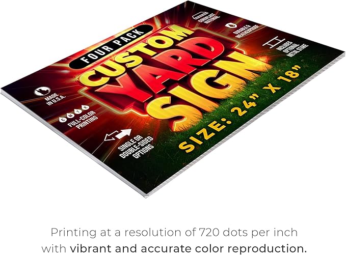 4 Pack 24"x18" Custom Yard Signs with Stakes, Personalized Yard Signs for Outdoors, Customized Full Color Print Corrugated Signs for Business-Ruum Studio Home