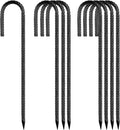 Rebar-Stakes-12-Inch, Ground Stakes Heavy Duty J-Hook Black Coated Anti-Rust Heavy Duty Ground Anchors for Garden Dog Fence Chicken Coop Christmas Decorations Deer Fence 8pcs-Ruum Studio Home