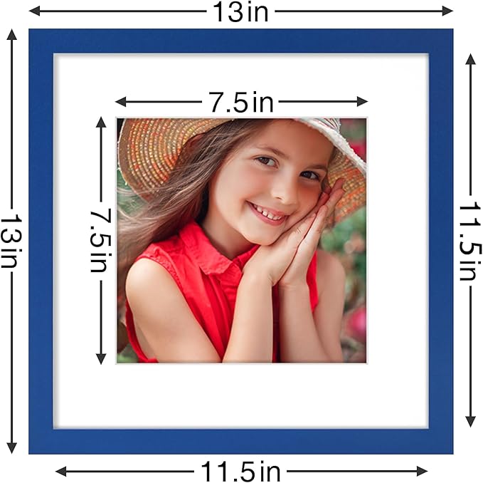Vittanly 12x12 Picture Frame Set of 9 - Display 8x8 Photos with Mat or 12x12 Without Mat, Wall Mount Frames for Home Decor, Horizontal or Vertical (Blue)-Ruum Studio Home