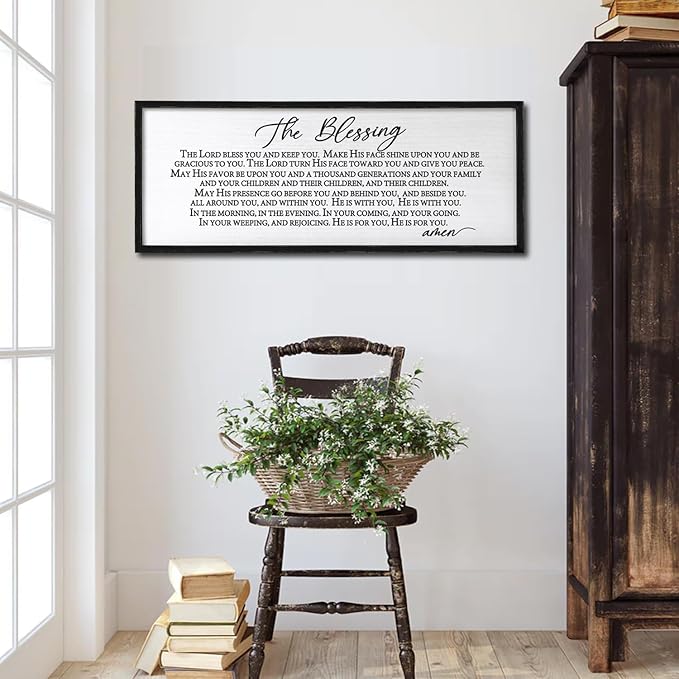 The Blessing Christian Song Lyrics Wall Decor Art 24"X10" Quote Christian Bible Verse Religious Scripture Wall Sign (Black)-Ruum Studio Home