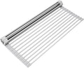 Surpahs Over Sink Foldable Multipurpose Roll-Up Dish Drying Rack, Silicone Wrapped Stainless Steel, Warm Gray, 20.5" x 15.5"-Ruum Studio Home