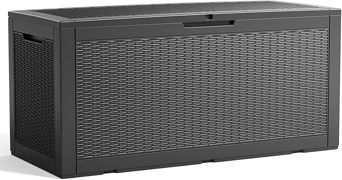 DRATO 100 Gallon Large Deck Box, Outdoor Storage Box for Patio Furniture, Patio Cushions, Gardening Tools, Pool Supplies,660lbs Weight Capacity,Waterproof Resin Storage Boxes-Ruum Studio Home