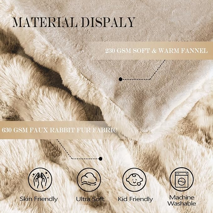 Latepis Soft Luxury Faux Fur Bubble Blanket, Thick Warm Cozy Throw Blanket for Couch, Plush Fluffy Blanket for Sofa and Bedroom Women Gift, 50” x 60”, Tie-dye Camel, 860GSM-Ruum Studio Home