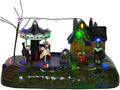 Animated Halloween Carousel Village House, LED Spooky Festival Display Collection Battery Operate, Indoor Use only-Ruum Studio Home