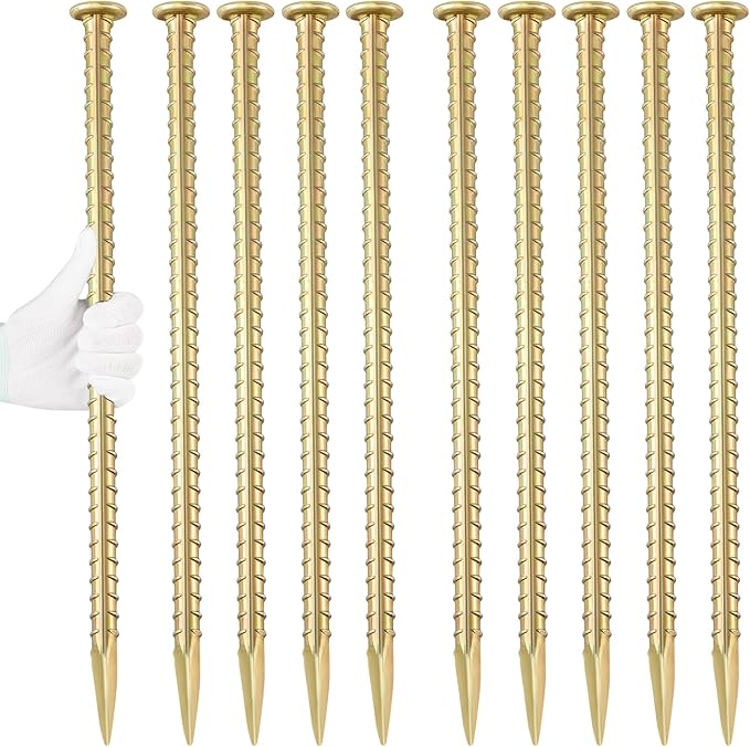 16 Inch Rebar Stakes 1/2 Inch Diameter Galvanized Steel Ground Anchors Heavy Duty Anchoring Spikes for Speed Bump, Parking Curb and Tent (10 Pack)-Ruum Studio Home