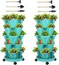 Vertical Planter 5 Tier Stackable Planters Garden Planters Strawberry Herb Flower and Vegetable Planter Indoor Outdoor Gardening Pots with Removable Wheels and Tools-Ruum Studio Home