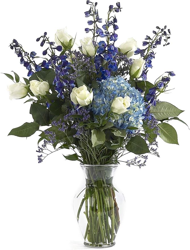 Floral Supply Online - 8" Clear Rose Vase and Flower Guide Booklet - Decorative Glass Flower Vase for Floral Arrangements, Weddings, Home Decor or Office.-Ruum Studio Home