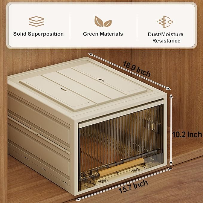 Plastic Storage Bins with Lids, Clothes Folding Storage Box and Closet Organizers and Containers for Home, Closet Stackable Storage for Home, Office, Dorm-Ruum Studio Home