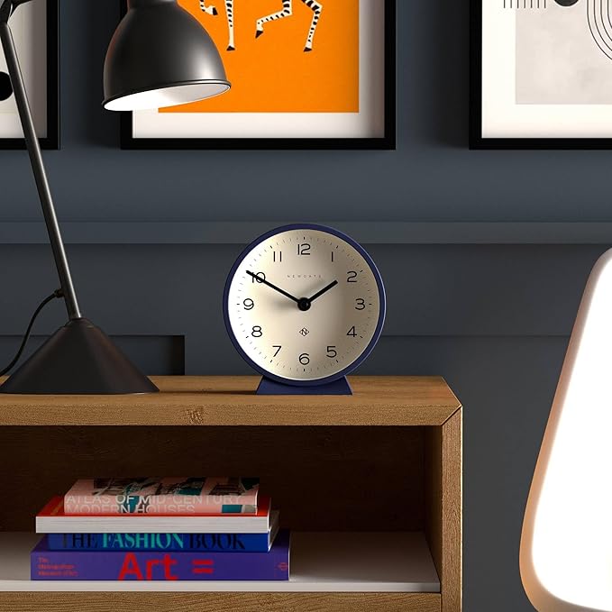 NEWGATE® M Mantel Echo Desk Clock | Modern Round Design | Navy Blue | Easy to Read Numbers | Contemporary Style for Desk, Table, Shelf or Bedside-Ruum Studio Home